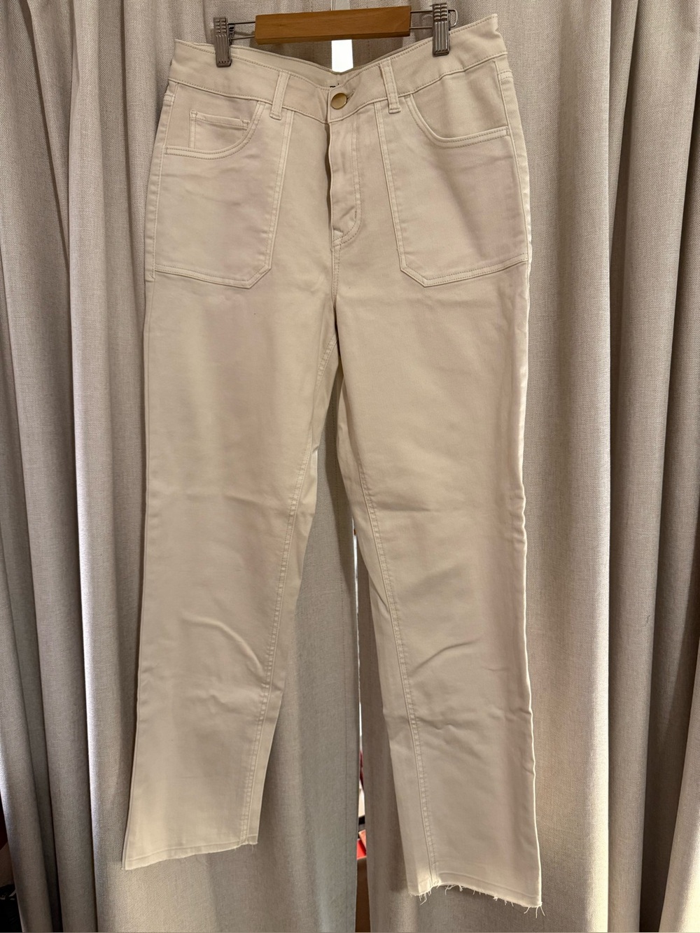 Maurice’s High-Rise Straight Leg Cream Jeans 12 Long New